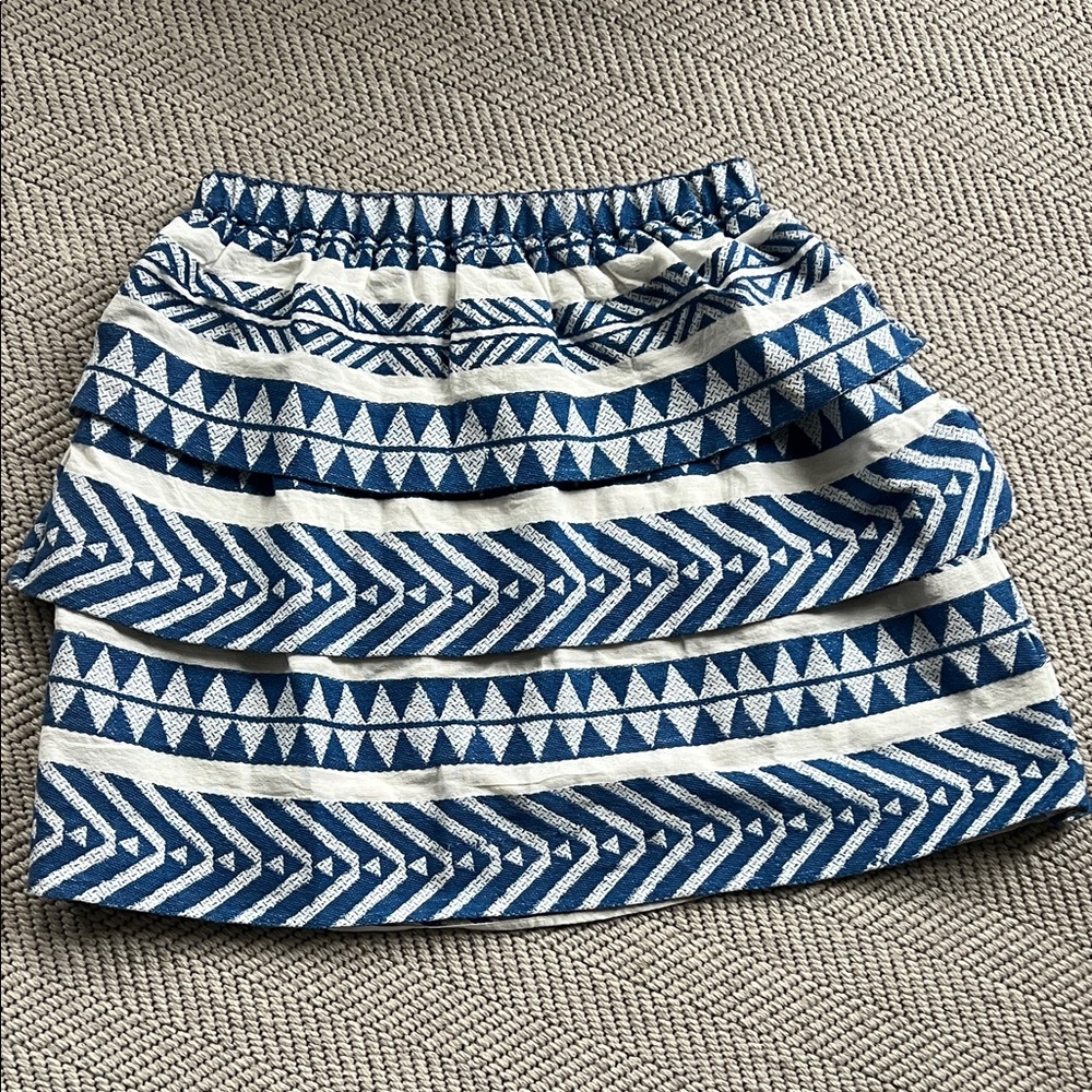 Marea Geometric Blue and White Mini Skirt
